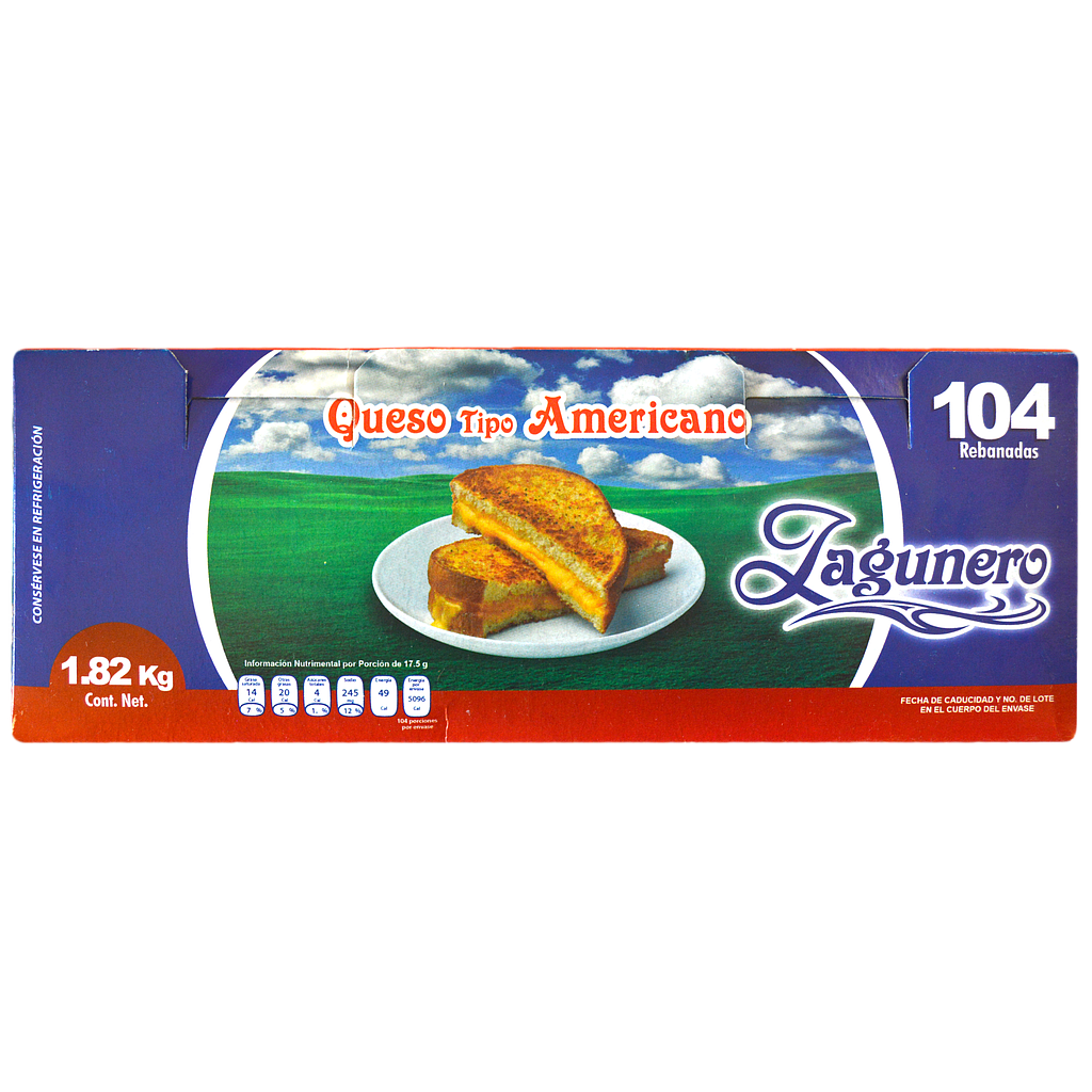 QUESO AMARILLO LAGUNERO REBANADO 104 REBANADAS